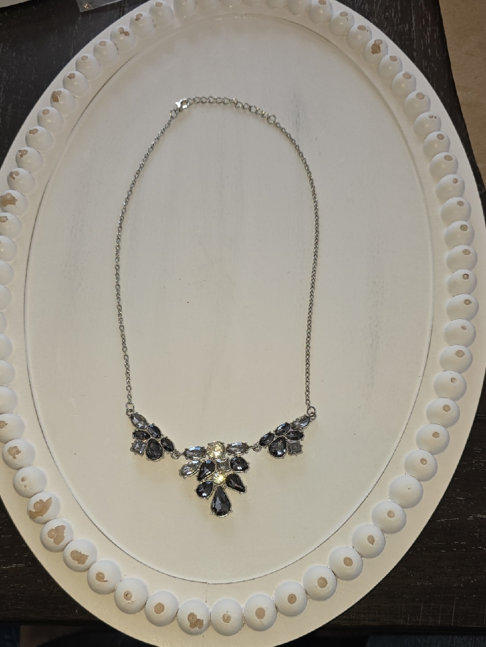 Stunning Silver And Smokey Quartz Statement Necklace